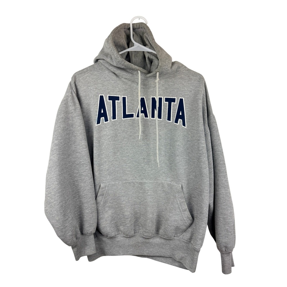 Vintage Authentic Life Apparel Atlanta Hoodie Mens Size Medium Gray Sweatshirt